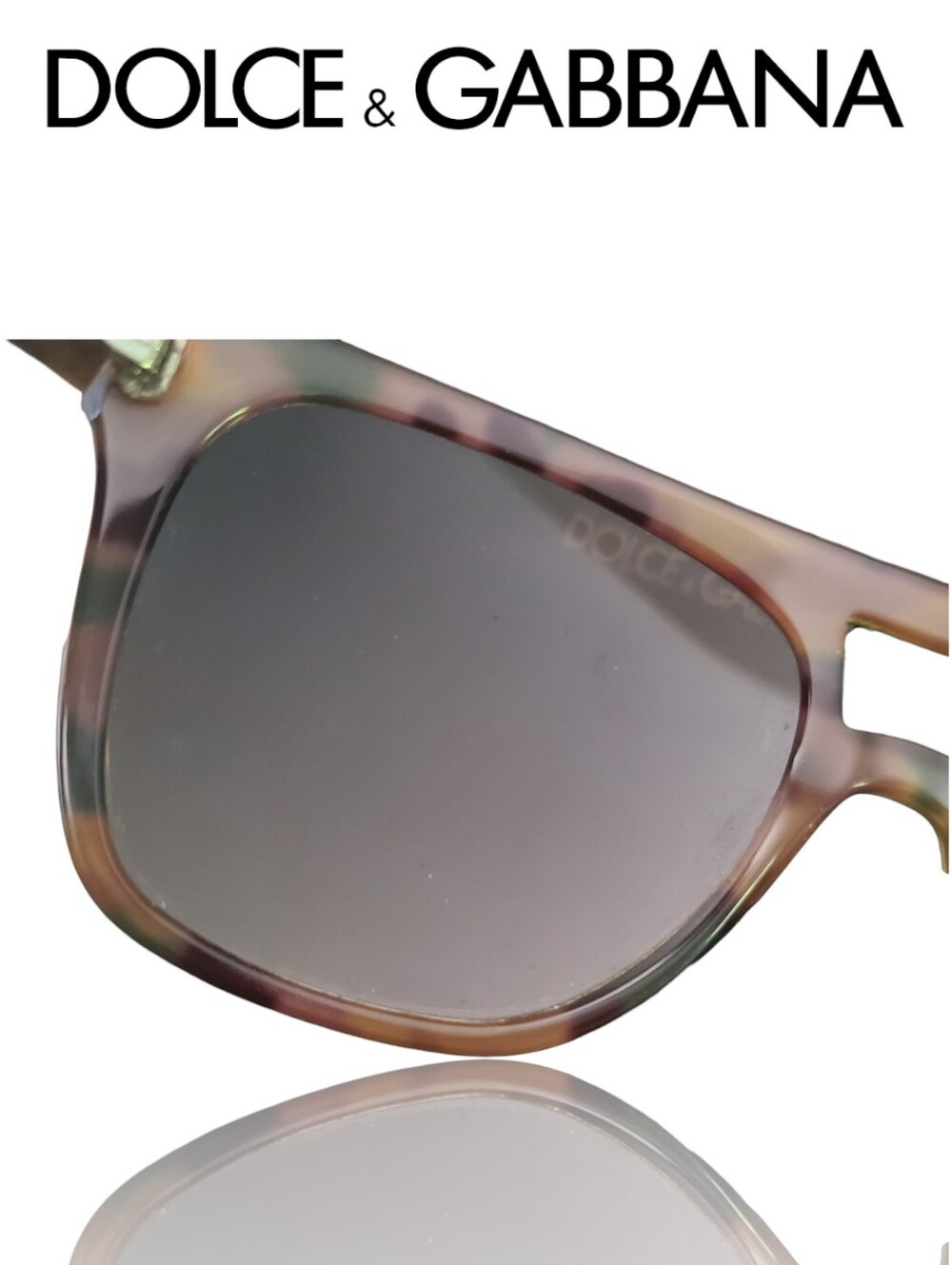 Dolce & Gabbana 4255 Havana Tortoise Sunglasses Gray Lenses Lime Green Trim - Picture 11 of 12